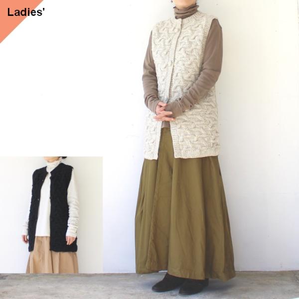 IKITSUKE リバーケーブルニットベスト Hand-knit river cable vest