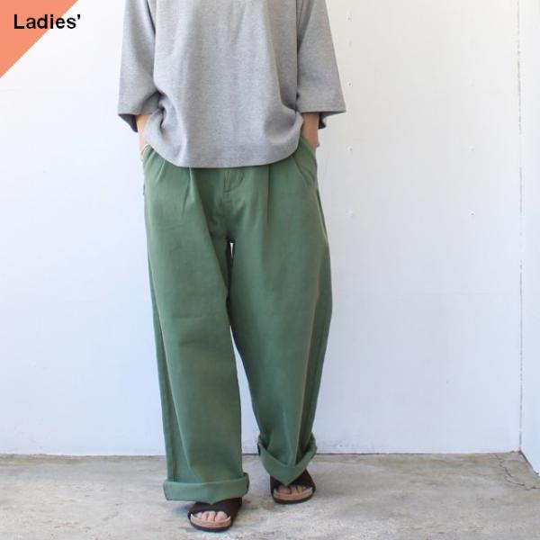 IKITSUKE ストレッチデニムタックワイドパンツ　（Khaki）