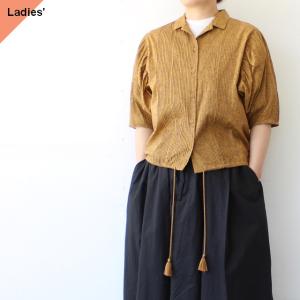 IKITSUKE アンティークレースシャツ5/S　Antique lace puff sleeve shirt　（Camel）｜c-countly