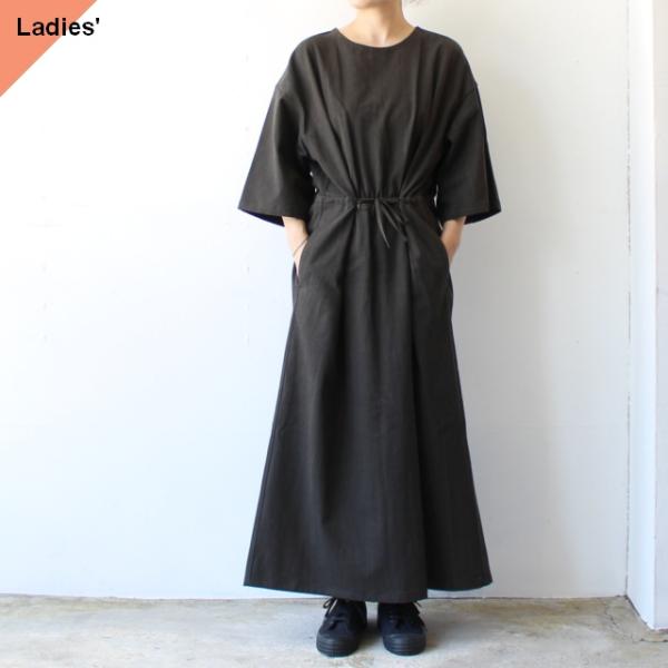 HAVERSACK 墨染ツイル5分袖ワンピース Ink dyed twill half-sleeve...