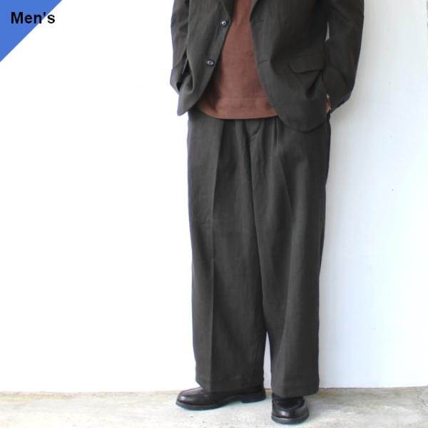 HAVERSACK 墨染めツイルワイドトラウザー Ink dyed twill wide trous...