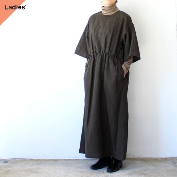 HAVERSACK リネンウールグレンチェック5分袖ワンピース W/L Glen-check hal...