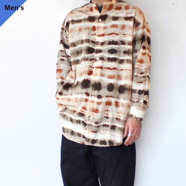 HAVERSACK コットンキュプラタイプライターバンドカラーシャツ Water color pri...