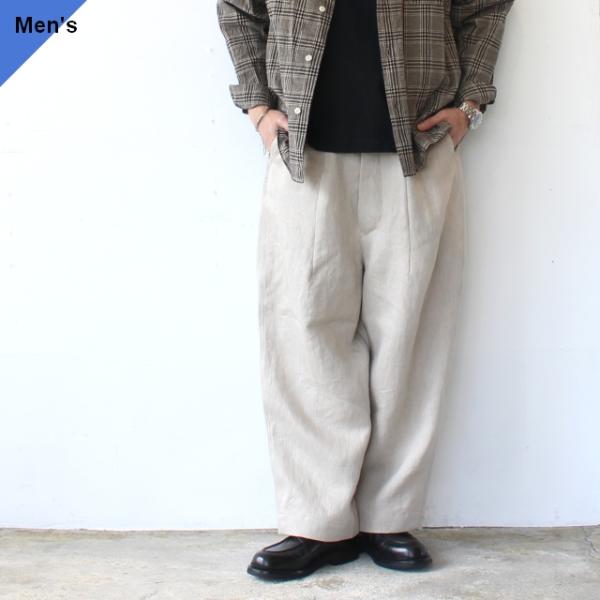 HAVERSACK リネンヘリンボーンワイドトラウザーOld German-herringbone ...