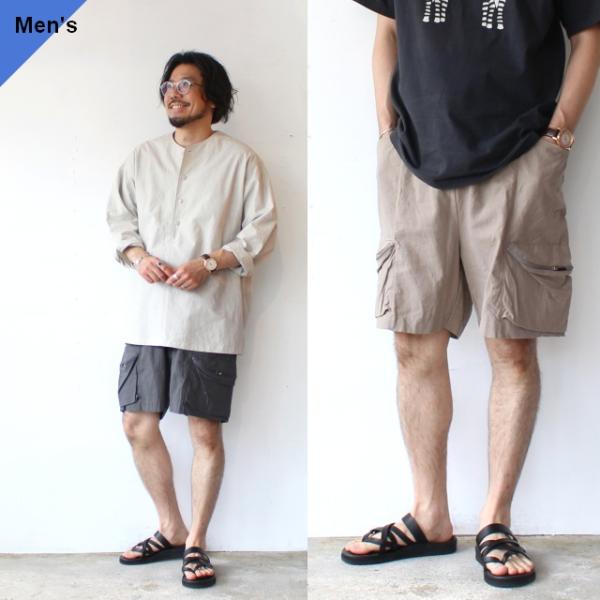 Upscape Audience L/Cキャンバスストレージイージーカーゴショーツ Linen Co...