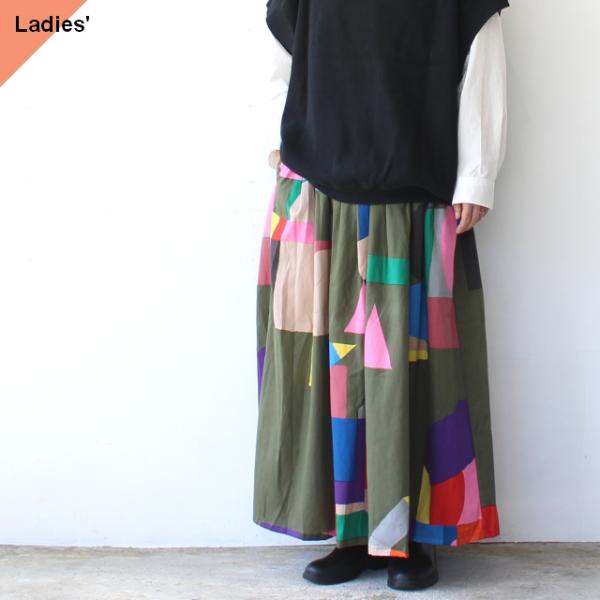 【20%OFF】Bohemians　Abstraction twill tuck skirt　（Ol...