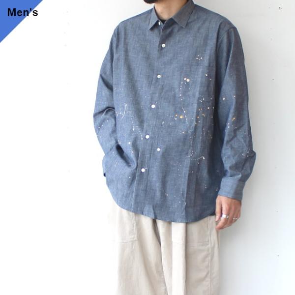 melple ペイントシャンブレーワークシャツ Logan Chambray Shirt　（Blue...