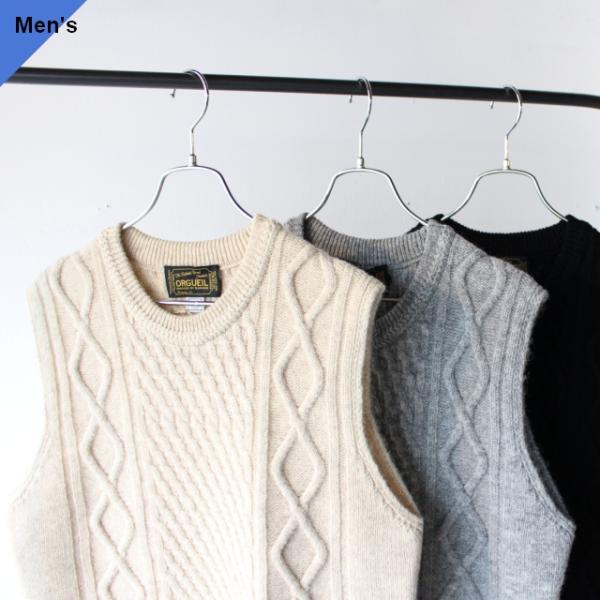 Orgueil ケーブルニットベスト Cable Knit Gilet　OR-4247 / 3COL...