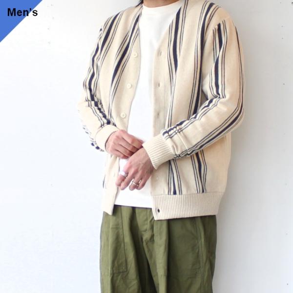 Orgueil 綿麻ストライプニットカーディガン Stripe knit cardigan / OR...