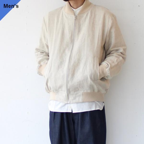 Au vrai chic Britain アイリッシュリネンボンバージャケット Linen Bomb...