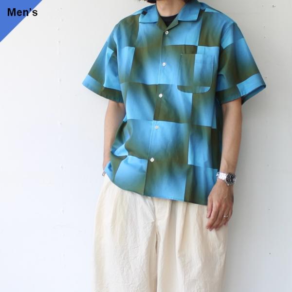 weac. KALEIDO グラデーションチェック開襟シャツ