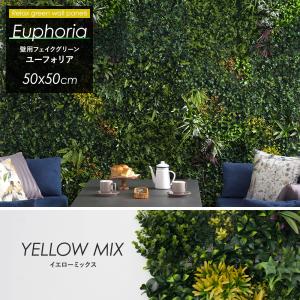 ウォールグリーン ジョイント式 フェイクグリーン 壁掛け ユーフォリア おしゃれ 人工観葉植物 造花 インテリア 50×50cm イエローミックス C-F-3