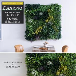 ウォールグリーン ジョイント式 フェイクグリーン 壁掛け ユーフォリア 観葉植物 ロータス・ブリムストーン＆セラスチウムmix 50×50cm 4枚set C-F-3