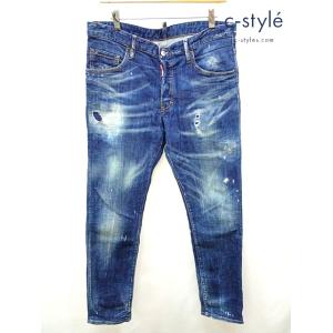 [人気] ディースクエアード デニムパンツ 50 インディゴ ダメージ加工 skater jean ...