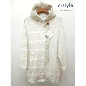 [美品] STOF ストフ フーデッドジャケット グレージュ系 綿100% 日本製 総柄 | ★ B...