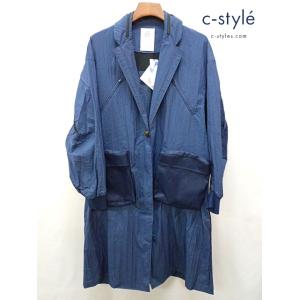 [美品] STOF ストフ ナイロンコート ネイビー 日本製 ステンカラー 立体 ポケット Rain...