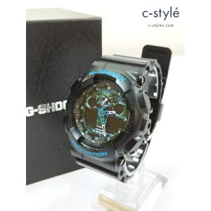 V585 [人気] CASIO カシオ 腕時計 ブラック×ブルー G-SHOCK GA-100CB ...