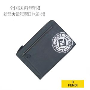 F039.. FENDI フェンディ イタリア製 Fロゴ パッチ装飾 ドキュメントケース 男 メンズ 新品 ★ ASPHALT + BIANCO + NERO｜c-trust