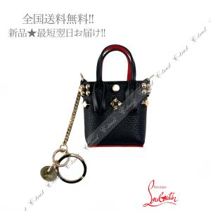 J707.. Christian Louboutin クリスチャン ルブタン チャーム ネックレス AirPods ミニバッグ ケース イタリア製 新品 ★ BLACK × RED