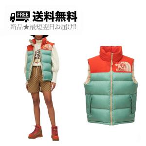 K365-M.. GUCCI × THE NORTH FACE グッチ ノースフェイス ダウン ベスト コラボ フード付 バイカラー 新品 ★ 3421｜c-trust