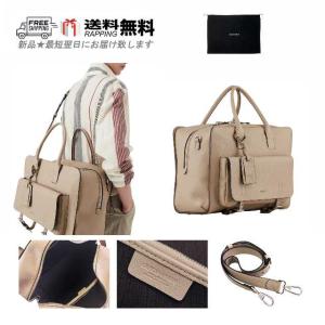 L909.. GIORGIO ARMANI ジョルジオ アルマーニ ボストン バッグ BAG ショルダー ストラップ カーフ レザー イタリア製 新品 ★ ベージュ