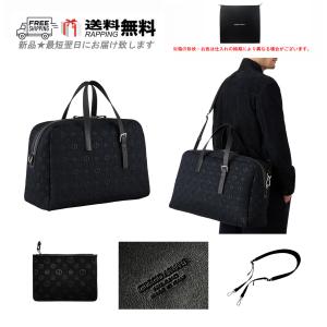 M080.. GIORGIO ARMANI ジョルジオ アルマーニ ボストン バッグ BAG トラベル ストラップ オールオーバー イタリア製 ★ 80001 ブラック