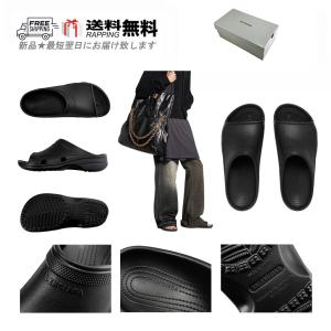 M183-41.. BALENCIAGA × CROCS バレンシアガ クロックス コラボ サンダル SLIDE SANDAL スリッパ シューズ ラバー ロゴ 新品 ★ 1000 ブラック