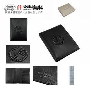 M404.. GIORGIO ARMANI ジョルジオ アルマーニ パスポート ケース PASSPORT ホルダー カバー カーフ レザー GA ロゴ イタリア製 新品 ★ 80001 ブラック