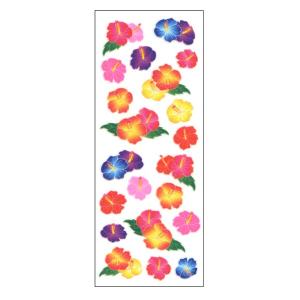 ラメ入りシール カラフルハイビスカス ZR375 1シート ハワイ