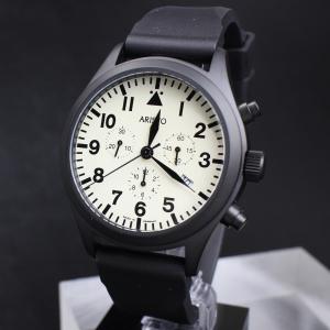アリスト 腕時計 ARISTO クォーツ クロノグラフ ME5030-44VB BCラバー317装着モデル PVDブラック アイボリー メンズ腕時計 送料無料｜c-watch