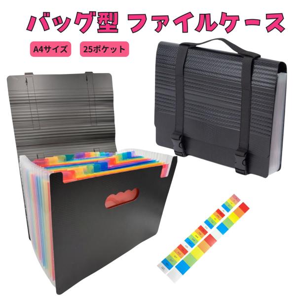 書類収納ケース A4 ファイル ドキュメント バッグ型 大容量  ジャバラ アコーディオン式 持ち運...