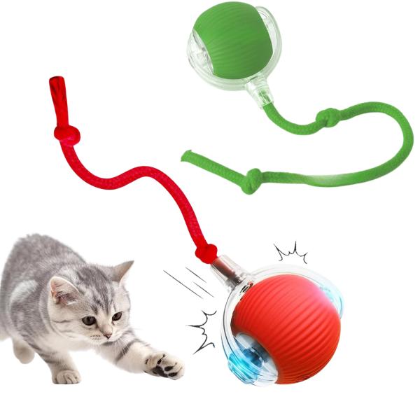 猫のおもちゃ にゃごのしっぽ 電動ボール 2個セット 自動 一人遊び 3モード USB充電 光る ネ...