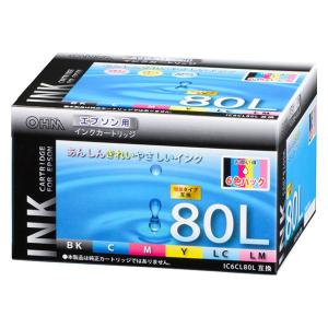 エプソン 互換インク IC6CL80L互換 6色パック＋ブラック×1 OHM 01-4259 INK-E80LB-6P-1｜cablestore