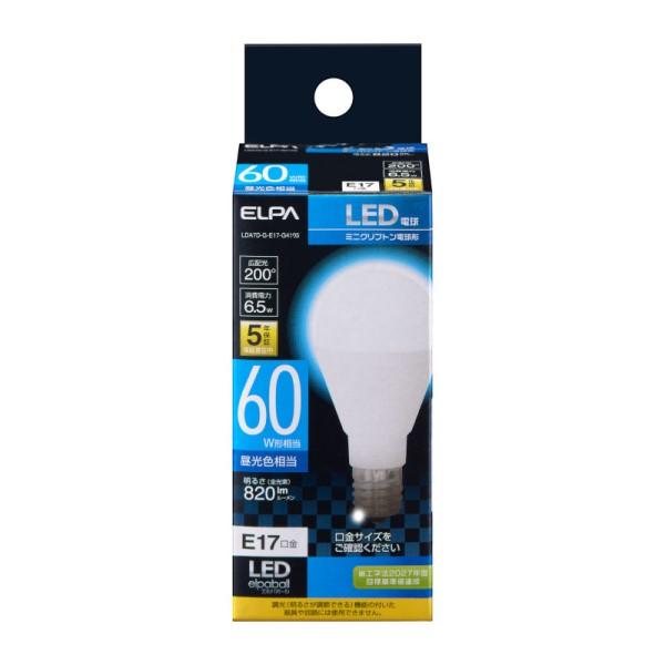 ELPA LED電球 ミニクリプトン球形 口金E17 60W形 昼光色 LDA7D-G-E17-G4...