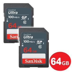 サンディスク SDXCカード 64GB 2枚入り ULTRA Class10 UHS-1 100MB/s SDSDUNR-064G-GN3IN-2P SDカード SanDisk 海外リテール｜cablestore