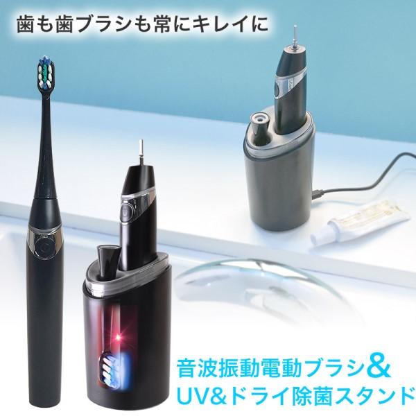 ドライ＆UV除菌スタンド付 音波電動歯ブラシ サンコー SUDUSTBS 除菌歯ブラシ 電動歯ブラシ