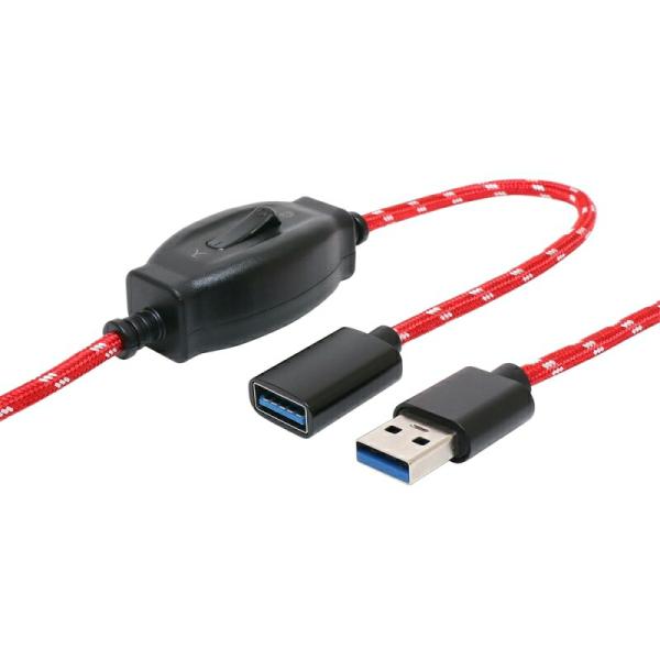 ミヨシ スイッチ付きUSB延長ケーブル 0.5m USB-EXS35RD