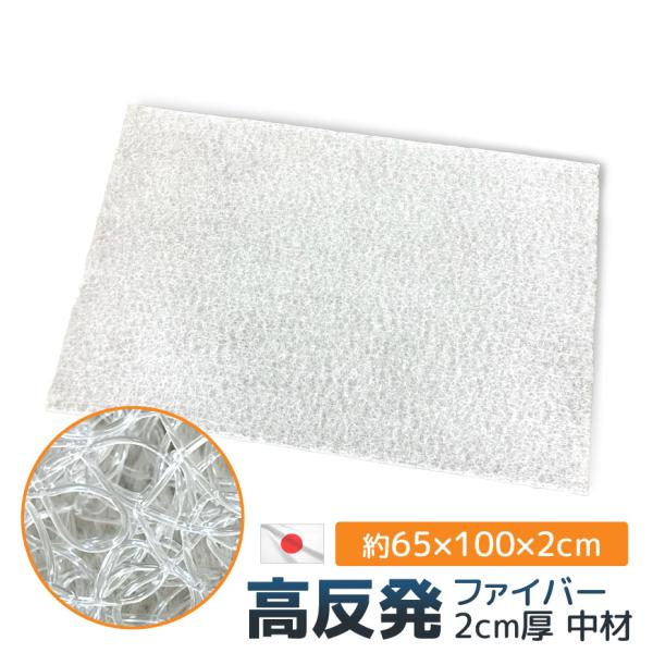 中材 高反発 ファイバー 約65×100×2cm シート 洗える ハサミで切れる 日本製 中材のみ ...
