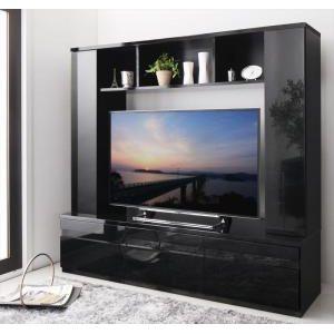 テレビ台169cm 50インチV型対応 ブラック 鏡面仕上げ 黒 壁面収納 背面 