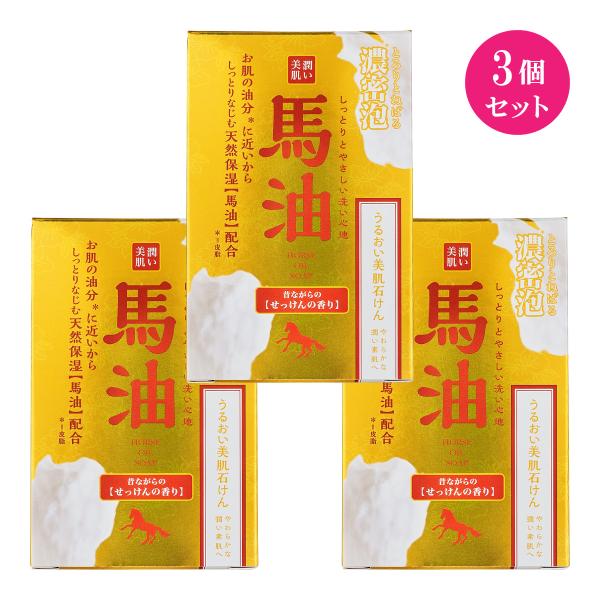 潤い美肌 馬油石鹸100g×3個セット メール便送料無料 後払い手数料別途 代金引換・日時指定不可【...