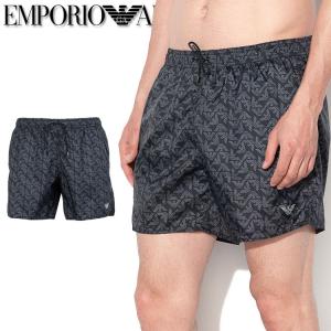 エンポリオアルマーニ メンズ スイムパンツ スイムショーツ 水着 イーグルマーク 総柄 ブラック EMPORIO ARMANI 2117409p42917520｜calbraith