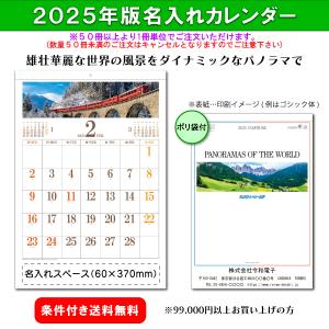 【50冊からご注文可】 名入れ 創日社 2025年(令和7年) カレンダー 壁掛け パノラマ・ワールド SB-185 (60.7×42cm) 社名 団体名 印刷 挨拶 御年賀 最安 メモ欄｜calendar-market