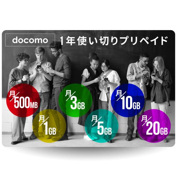 CALENDAR SIMカード docomo回線1年プリペイドSIMカード 月/所定容量プラン[Jプ...