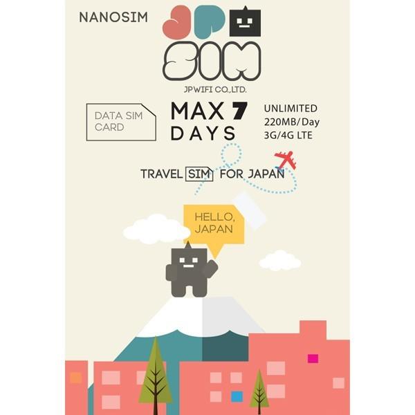 プリペイドSIMカード JPSIM 7days day/200MB 日本で使えるプリペイドSIMカー...