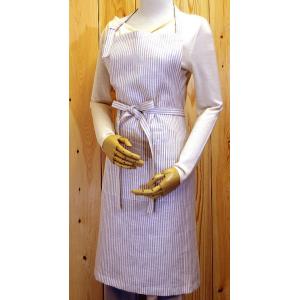 CALIENTE リトアニア リネン 麻 100％ ペイトン エプロン ストライプ（ナチュラル/白）