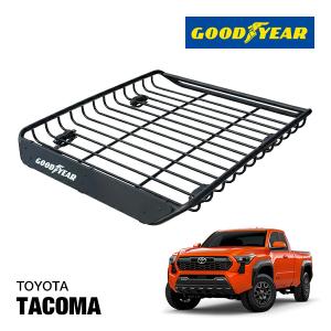 GOODYEAR 正規品 スチール ルーフラック MEGA PRO ルーフキャリア ルーフバスケット ブラック 134×110×12cm 耐荷重100kg トヨタ タコマ