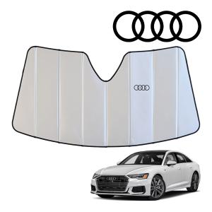USアウディ純正 専用設計 AUDI ロゴ入 サンシェード 吸盤不要