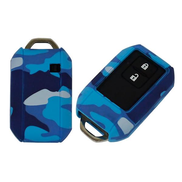 スズキ シリコンキーカバー/カモフラ(ブルー) ジムニー、スペーシアギア、スイフト、クロスビー 他