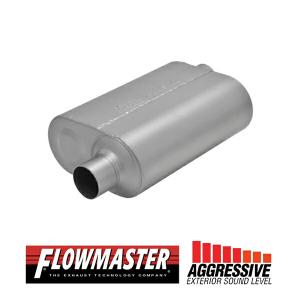 FLOW MASTER / フローマスター スーパー 40 マフラー 409S #852548 Offset in 2.50"/Offset out  2.50" - Aggresive Sound｜californiacustom