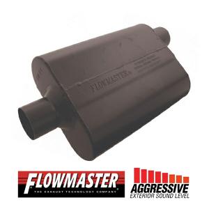 FLOW MASTER / フローマスター スーパー 44 マフラー #942547 Center in 2.50"/Offset out  2.50" - Aggresive Sound｜californiacustom